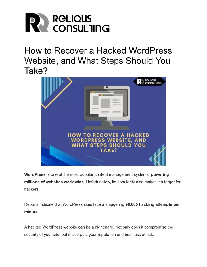 PPT - How To Recover A Hacked WordPress Website, And What Steps Should ...