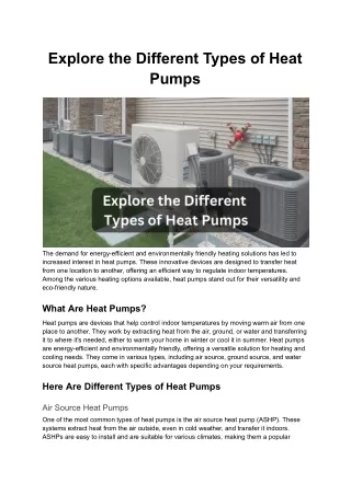 Explore the Different Types of Heat Pumps