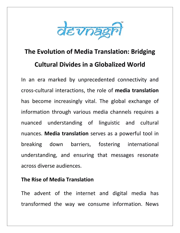 the evolution of media translation bridging