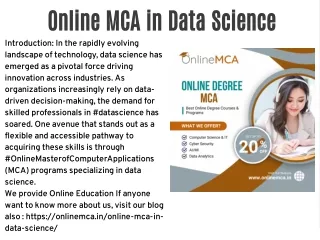 Online MCA in Data Science