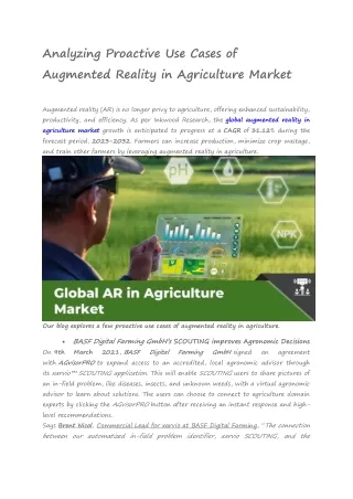 Analyzing Proactive Use Cases of Augmented Reality in Agriculture Market