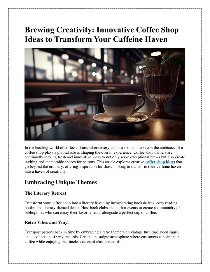 brewing creativity innovative coffee shop ideas