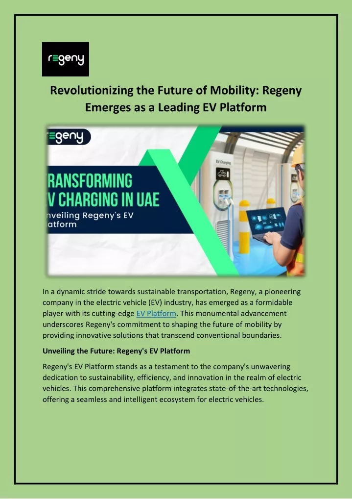 revolutionizing the future of mobility regeny