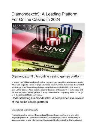 Diamondexch9_ A Leading Platform For Online Casino in 2024