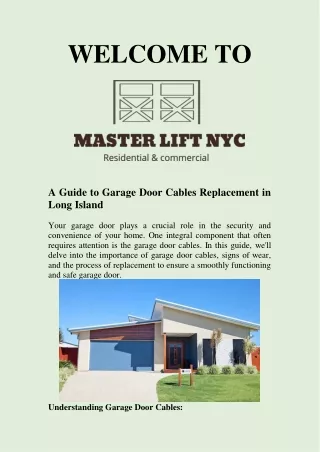 Garage Door Cables Replacement in Long Island