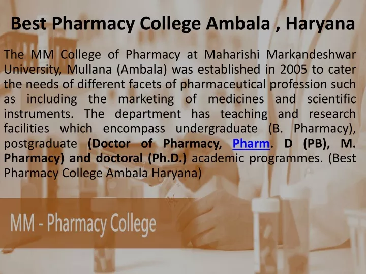 best pharmacy college ambala haryana