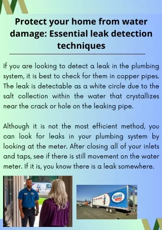Protect your home from water damage Essential leak detection techniques