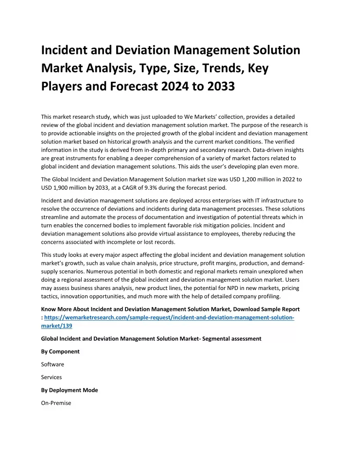 incident and deviation management solution market