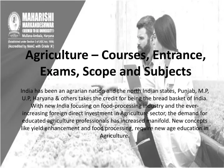 agriculture courses entrance exams scope and subjects