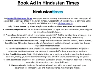 Book Ad in Hindustan Times
