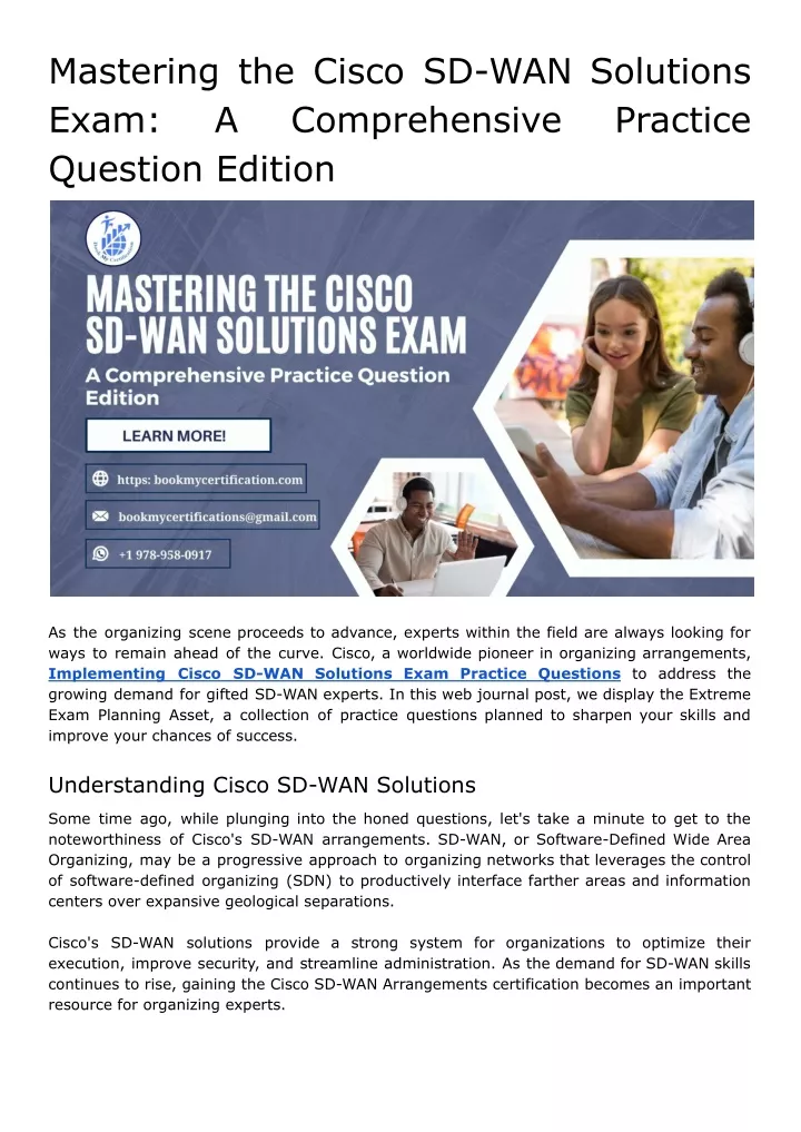 mastering the cisco sd wan solutions exam