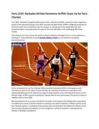 Paris 2024 Barbados Athlete Rasheeme Griffith Gears Up for Paris Olympic