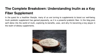 The Complete Breakdown_ Understanding Inulin as a Key Fiber Supplement