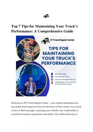 Top 7 Tips for Maintaining Your Truck Performance