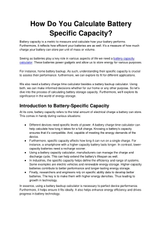 How Do You Calculate Battery Specific Capacity