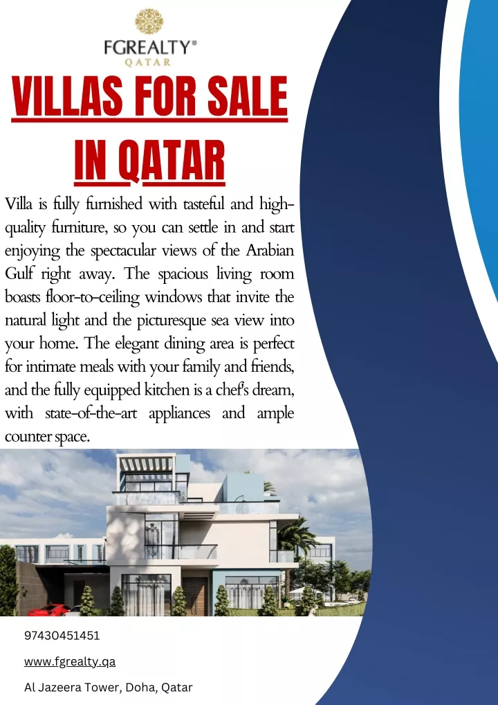 villas for sale in qatar villa is fully furnished