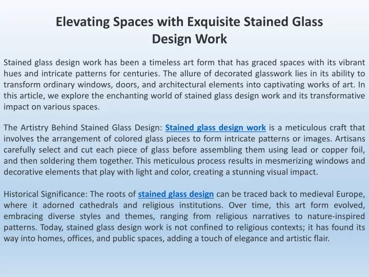 elevating spaces with exquisite stained glass