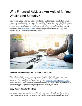 Why Financial Advisors Are Helpful for Your Wealth and Security?