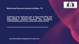 Bathroom Reconstruction: Best & Best Realty and Construction
