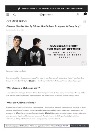 Clubwear shirt for men by Offmint,  How to dress to impress at every party?