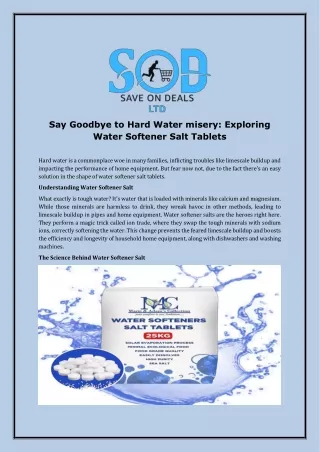 Say Goodbye to Hard Water misery Exploring Water Softener Salt Tablets