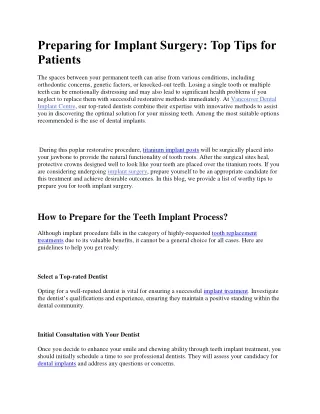Preparing for Implant Surgery Top Tips for Patients