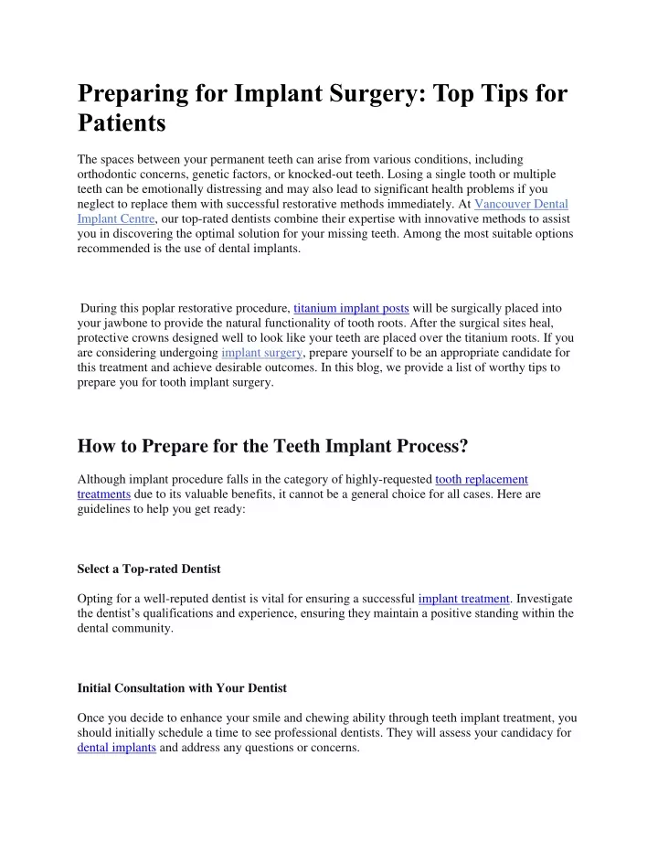 preparing for implant surgery top tips