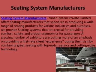 Seating System Manufacturers