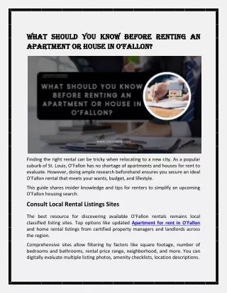 What Should You Know Before Renting an Apartment or House in O’Fallon?