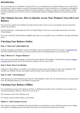 The Ultimate Solution: How to Quickly Access Your Walmart Visa Gift Card Balance