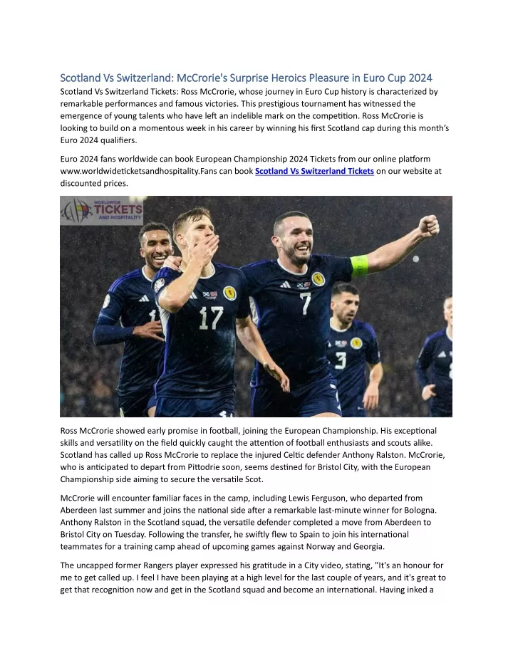 PPT Scotland Vs Switzerland McCrorie's Surprise Heroics Pleasure in