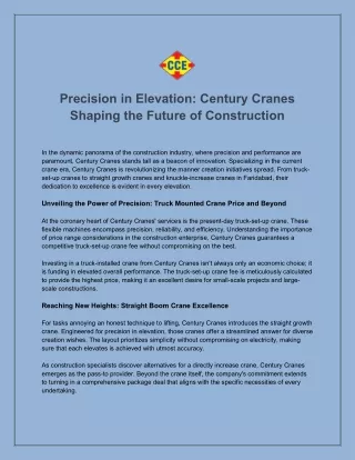 Precision in Elevation_ Century Cranes Shaping the Future of Construction