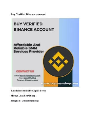 Buy Verified Binance Account