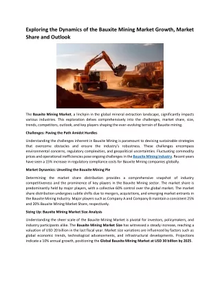 exploring the dynamics of the bauxite mining