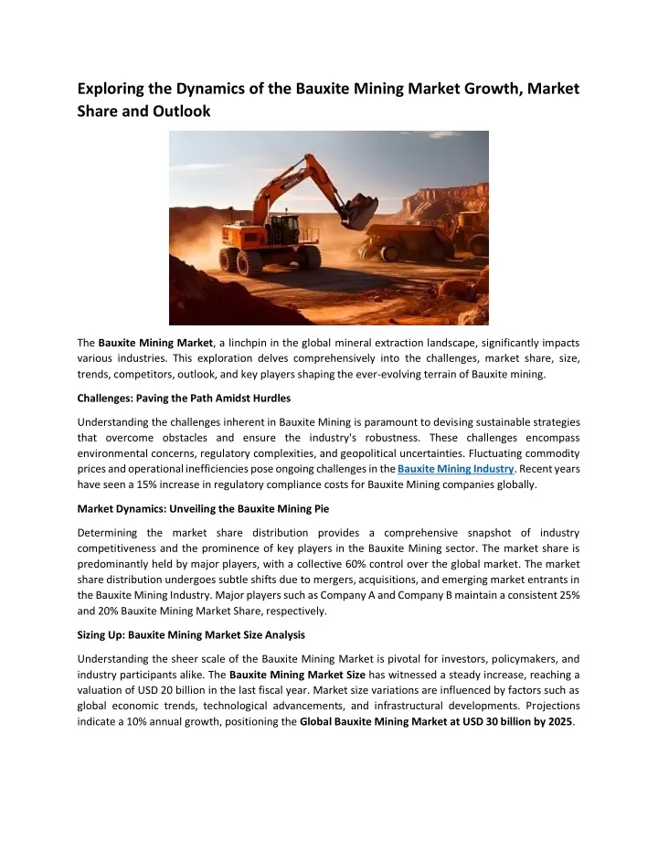 exploring the dynamics of the bauxite mining