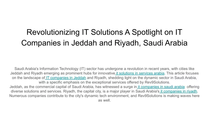 revolutionizing it solutions a spotlight