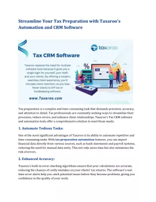 Streamline Your Tax Preparation with Taxaroo's Automation and CRM Software