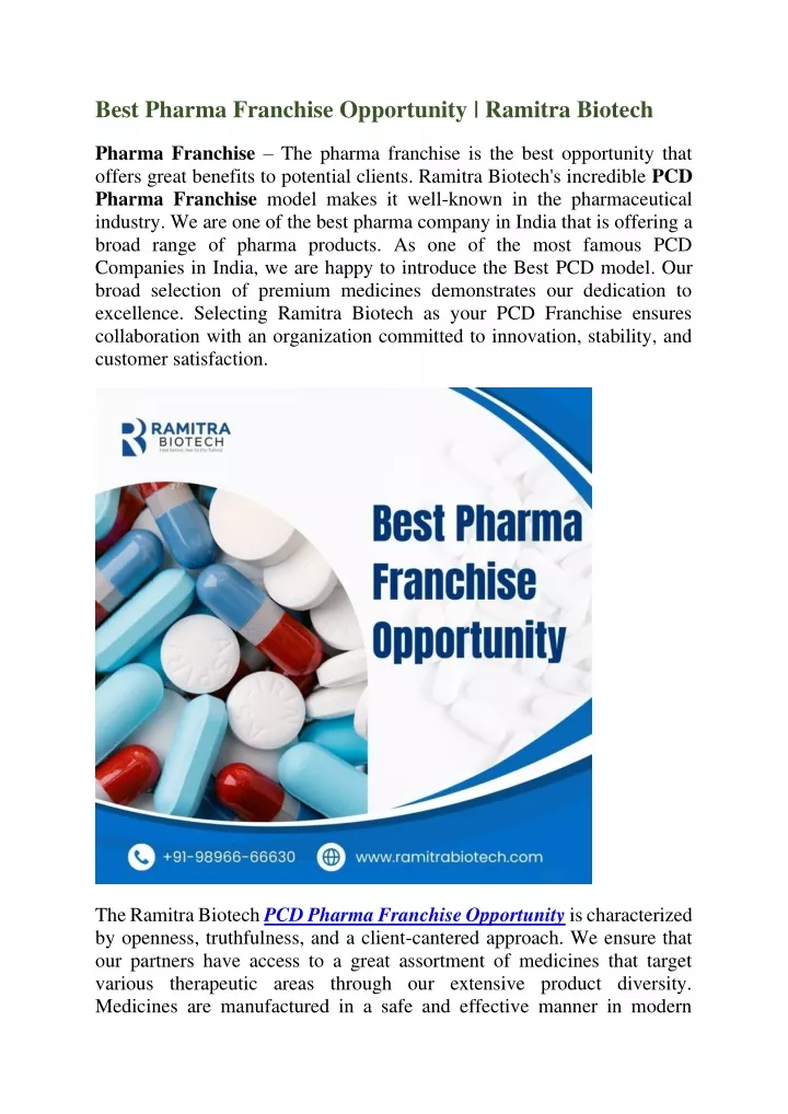best pharma franchise opportunity ramitra biotech