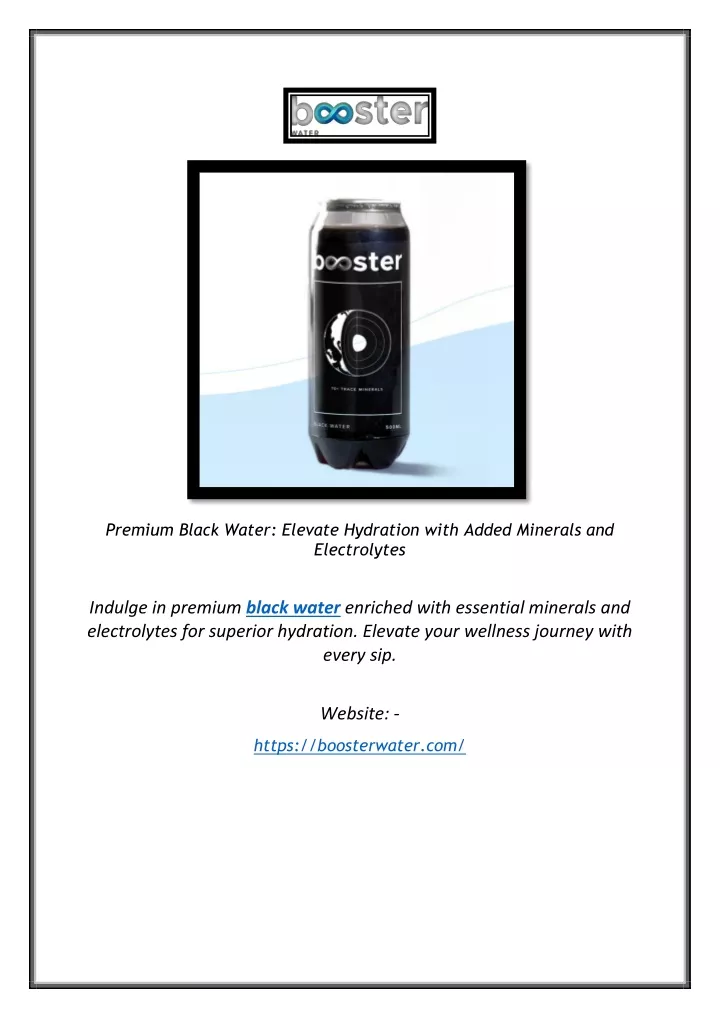 premium black water elevate hydration with added