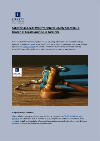Solicitors in Leeds West Yorkshire: Liberty Solicitors, a Beacon of Legal Expert