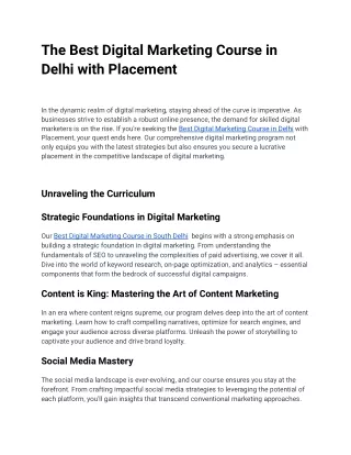 Best Digital Marketing Course in Delhi