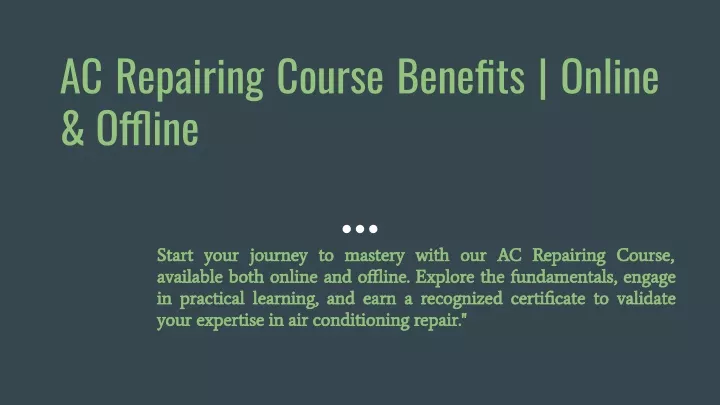 ac repairing course benefits online offline