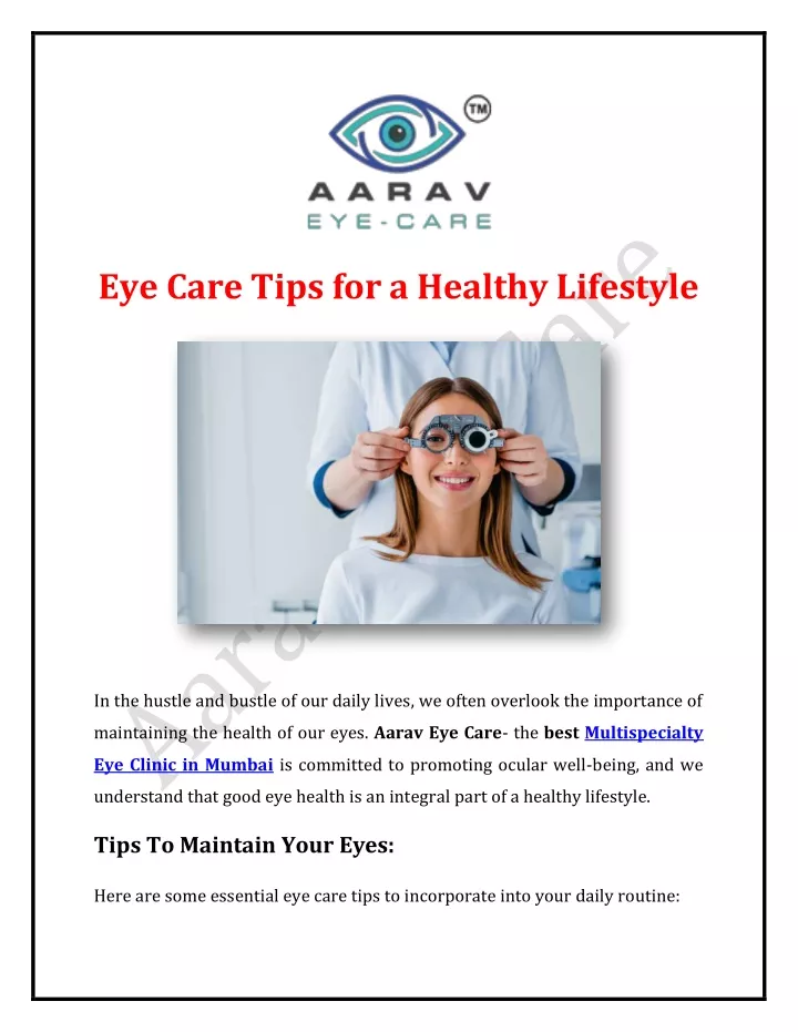 eye care tips for a healthy lifestyle