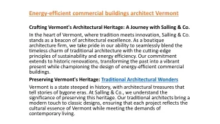 Energy-efficient commercial buildings architect Vermont