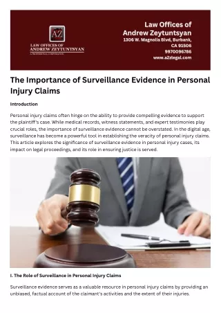 The Importance of Surveillance Evidence in Personal Injury Claims
