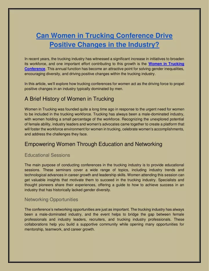 can women in trucking conference drive positive