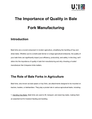 The Importance of Quality in Bale Fork Manufacturing