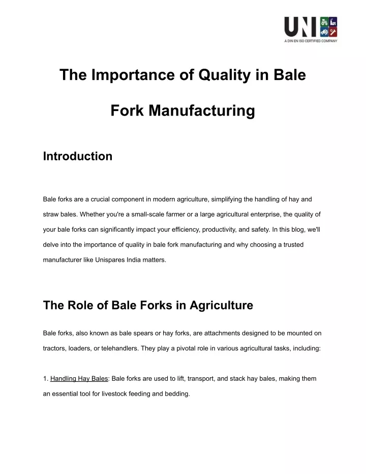 the importance of quality in bale