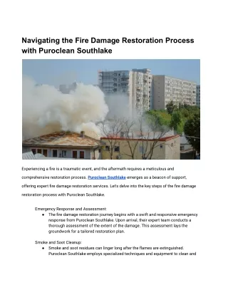 Navigating the Fire Damage Restoration Process with Puroclean Southlake