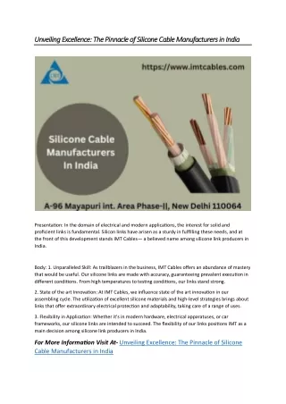 Unveiling Excellence The Pinnacle of Silicone Cable Manufacturers in India